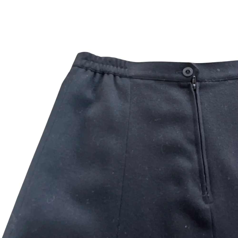 Barclay Square Women’s 10 Black 100% Pure Wool Vintage A-line Pleated Midi Skirt